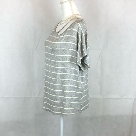 Ces Femme Cut out Striped Top Grey and white - Picture 2 of 8